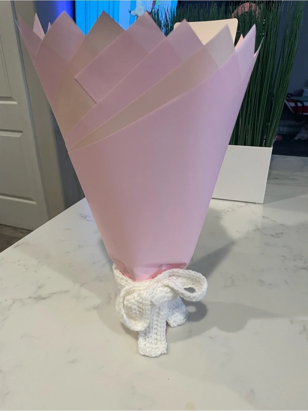 Handmade Pink & White Crochet Flower Bouquet - Women Bath & Body